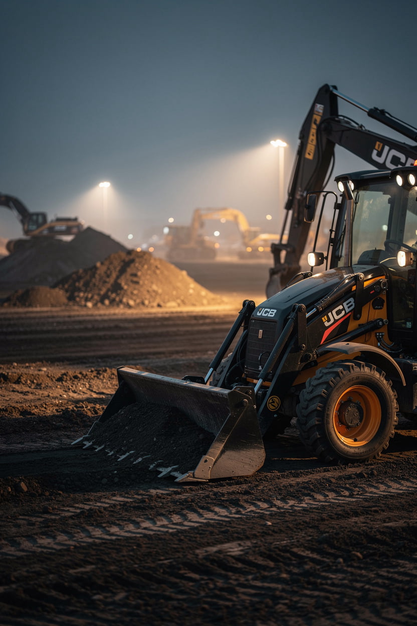 رافعات للإيجار جي سي بي JCB في موقع إنشائي بجدة لأعمال الحفر والتسوية
